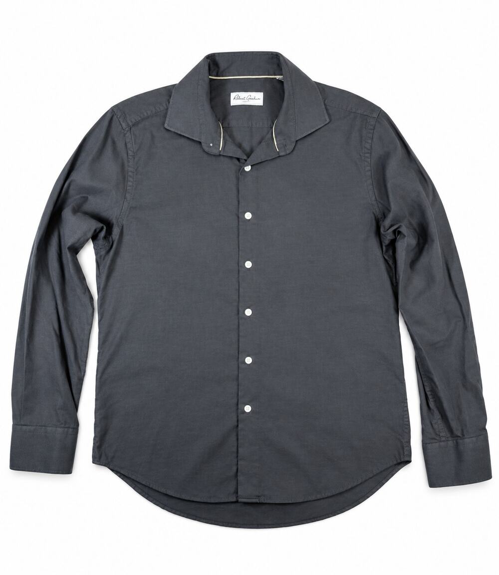 Robert Graham Black Textured Button Down Shirt XL 17 Old Money Quiet Luxury